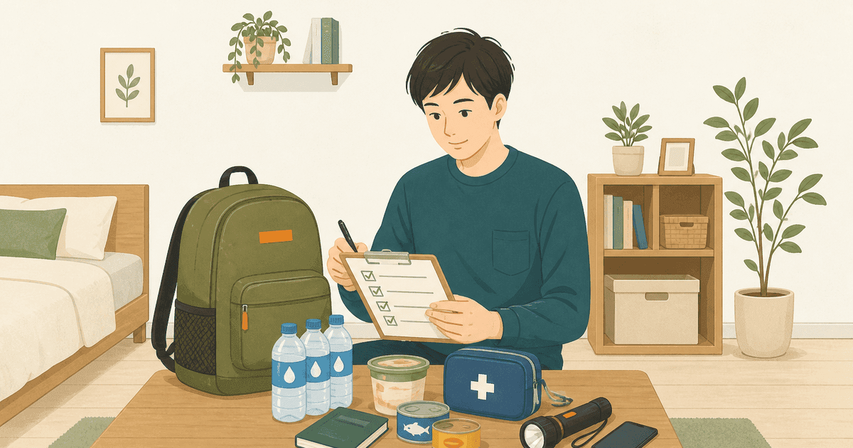 一人暮らしの防災｜「自分しかいない」を前提にした備蓄・持ち出し袋・安否確認の整え方