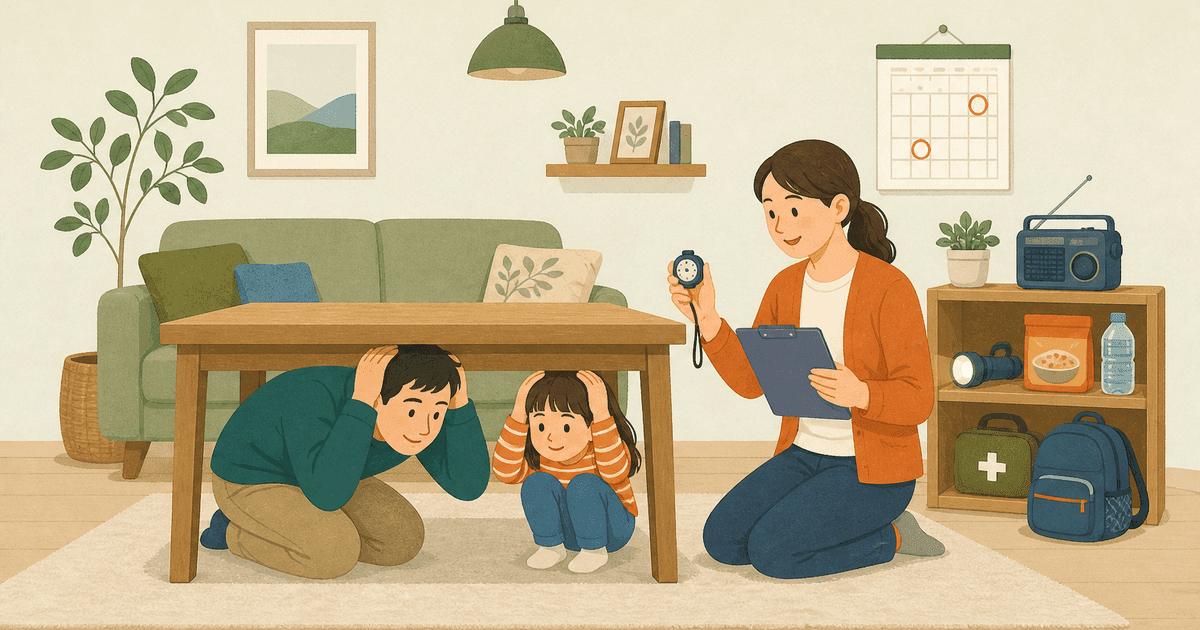 家庭でできる防災訓練のやり方｜15分の「4つの練習」と年2回で定着させる回し方