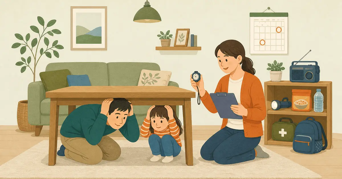 家庭でできる防災訓練のやり方｜15分の「4つの練習」と年2回で定着させる回し方